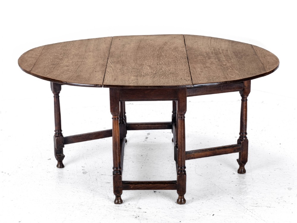 Early c.18th Oval Oak Gateleg Drop Leaf Country Dining Table (Georgian, Queen Anne, George I) View VI