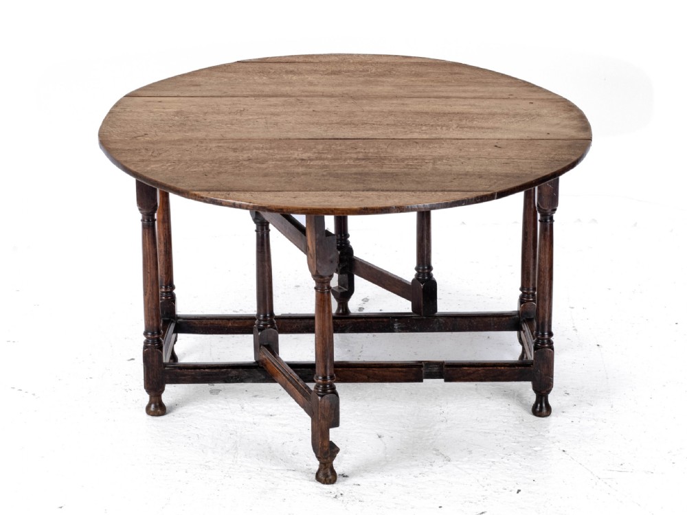 Early c.18th Oval Oak Gateleg Drop Leaf Country Dining Table (Georgian, Queen Anne, George I) View VII