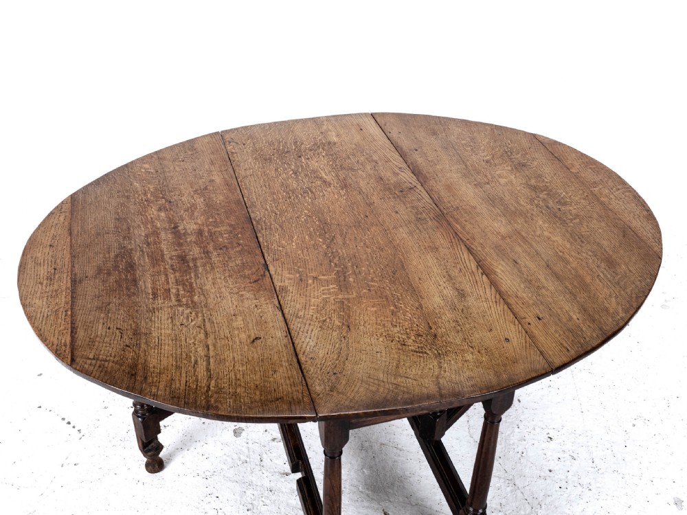Early c.18th Oval Oak Gateleg Drop Leaf Country Dining Table (Georgian, Queen Anne, George I) View VIII