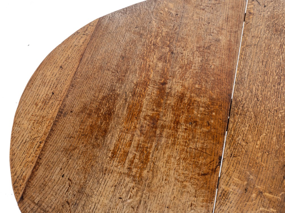 Early c.18th Oval Oak Gateleg Drop Leaf Country Dining Table (Georgian, Queen Anne, George I) View XI