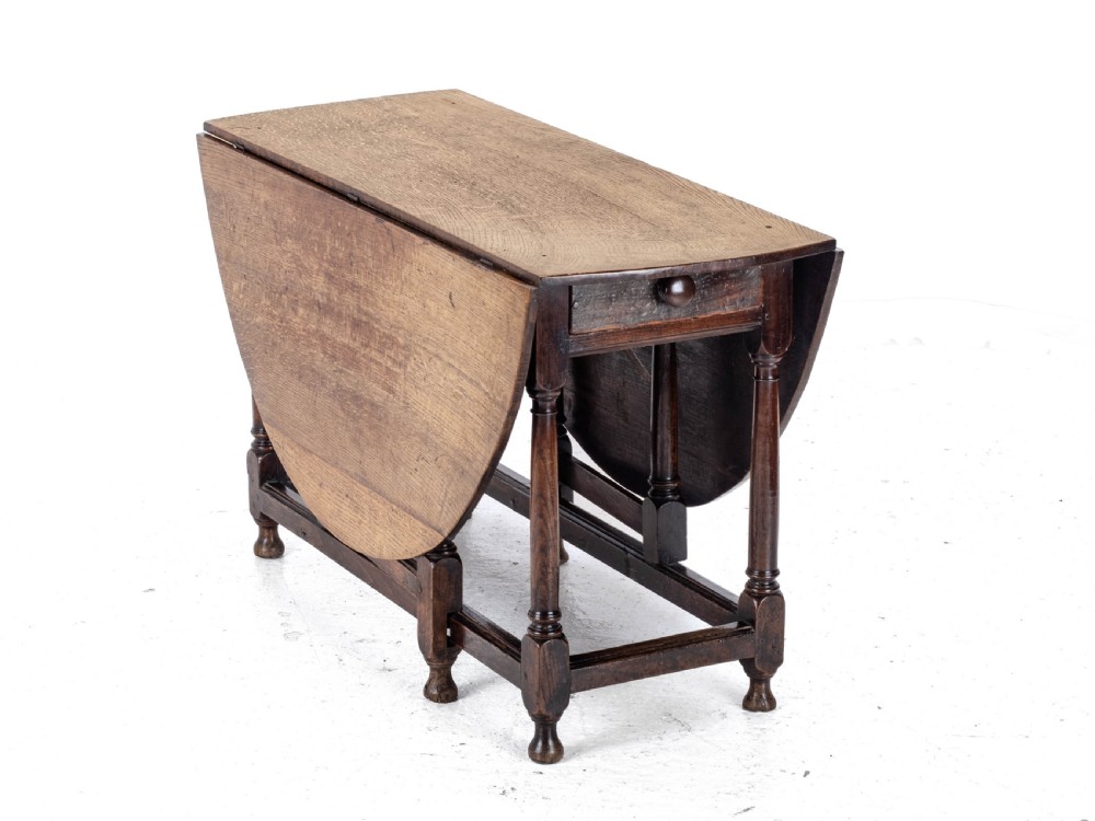 Early c.18th Oval Oak Gateleg Drop Leaf Country Dining Table (Georgian, Queen Anne, George I) View XII