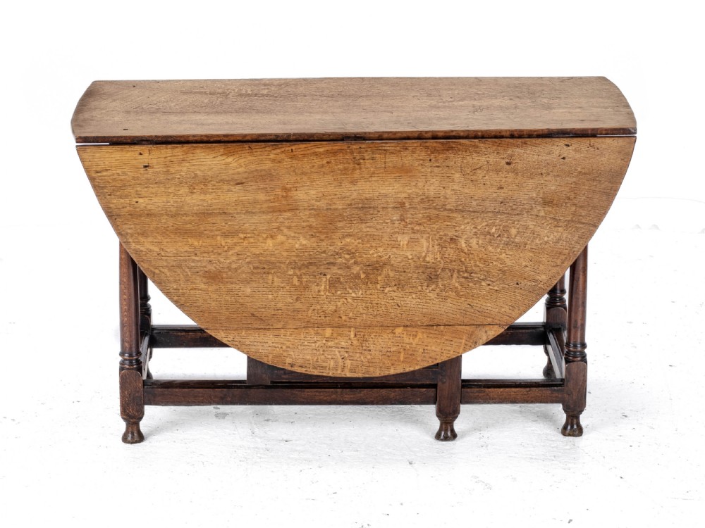 Early c.18th Oval Oak Gateleg Drop Leaf Country Dining Table (Georgian, Queen Anne, George I) View XIII