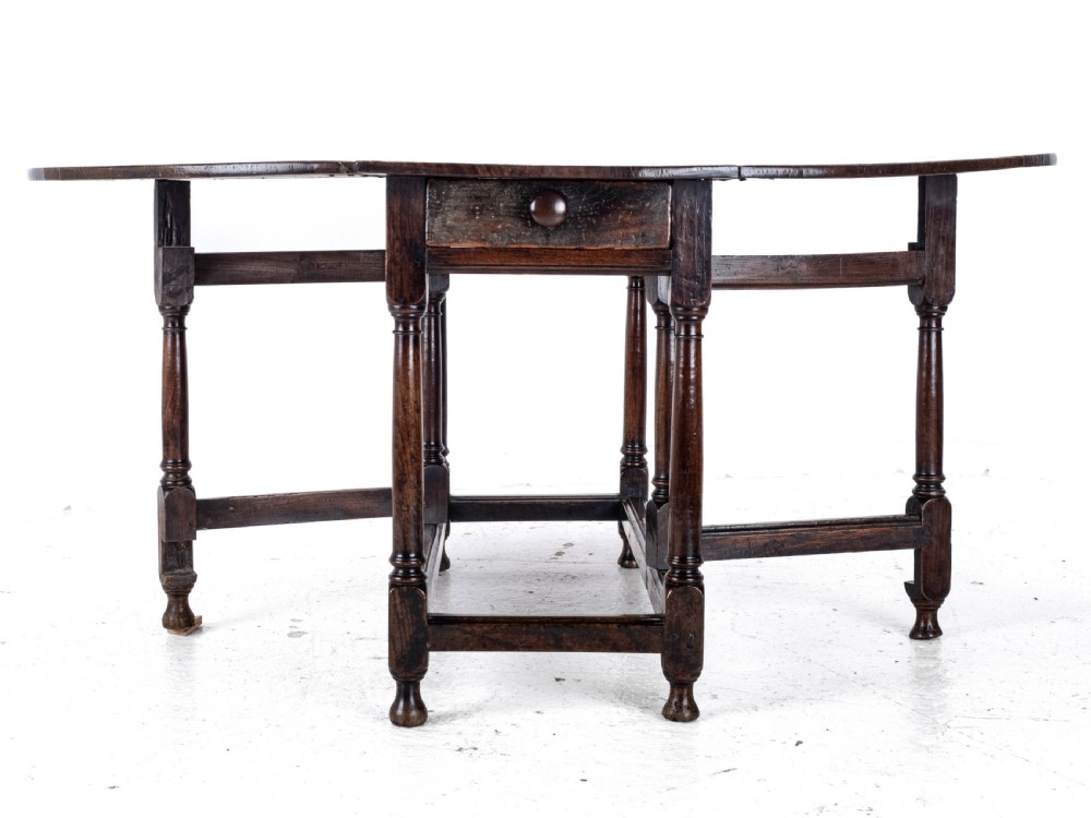 Early c.18th Oval Oak Gateleg Drop Leaf Country Dining Table (Georgian, Queen Anne, George I) View XVI