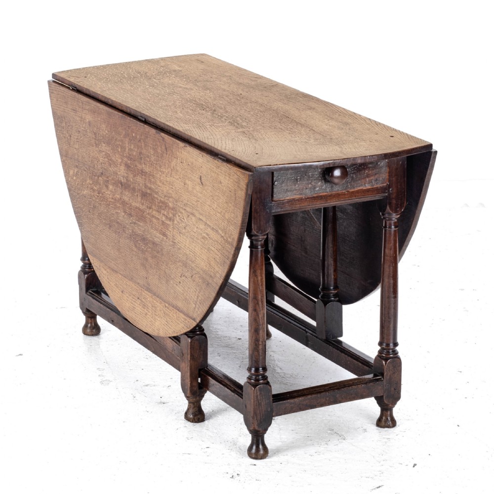 Early c.18th Oval Oak Gateleg Drop Leaf Country Dining Table (Georgian, Queen Anne, George I) View XX