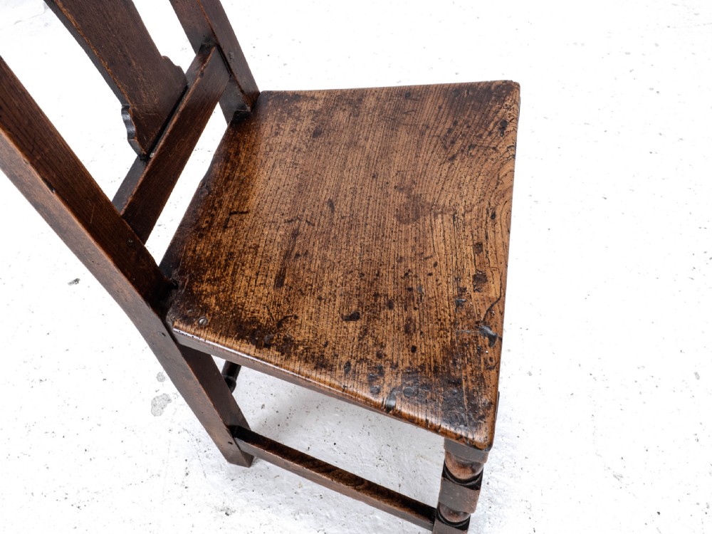 Late C17th Queen Anne Oak Side Chair/Back Stool (Country Hall  Dining) View XIV