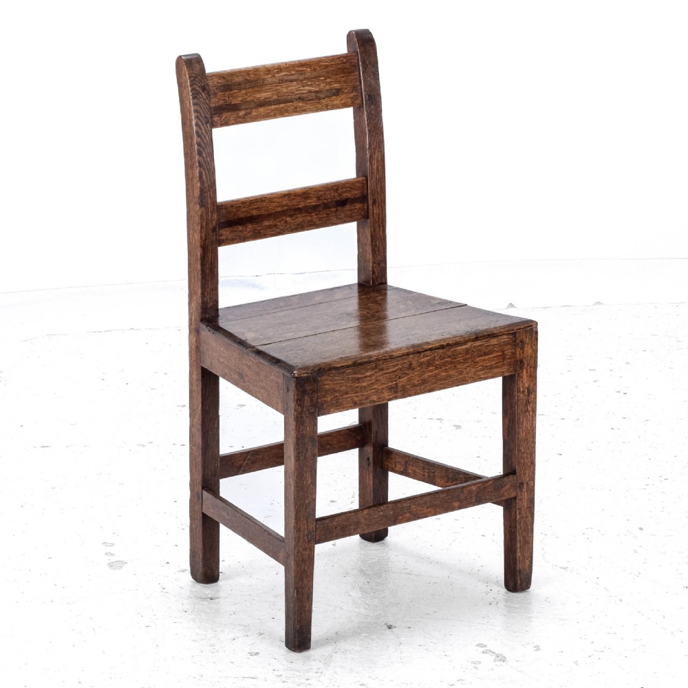 Late C18th Georgian Oak Inlaid Small Country Side Chair (George III) View IV