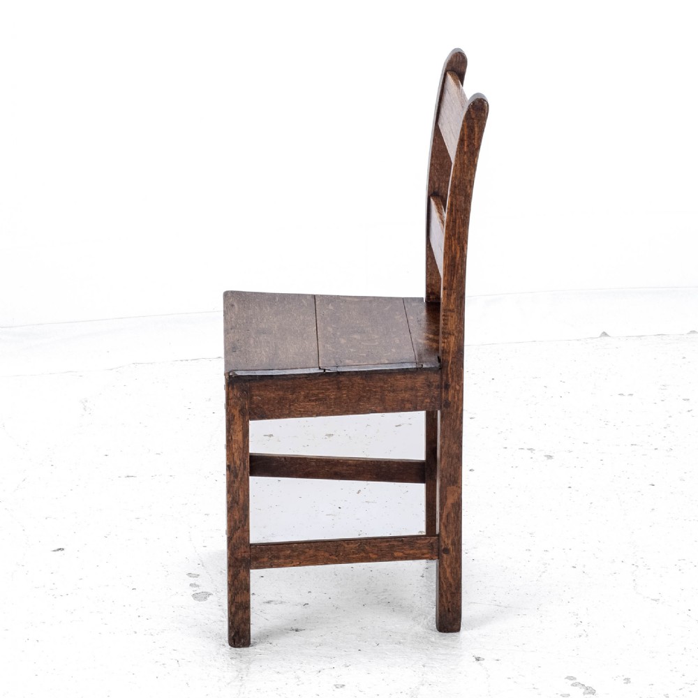 Late C18th Georgian Oak Inlaid Small Country Side Chair (George III) View VI