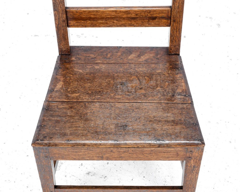 Late C18th Georgian Oak Inlaid Small Country Side Chair (George III) View VII