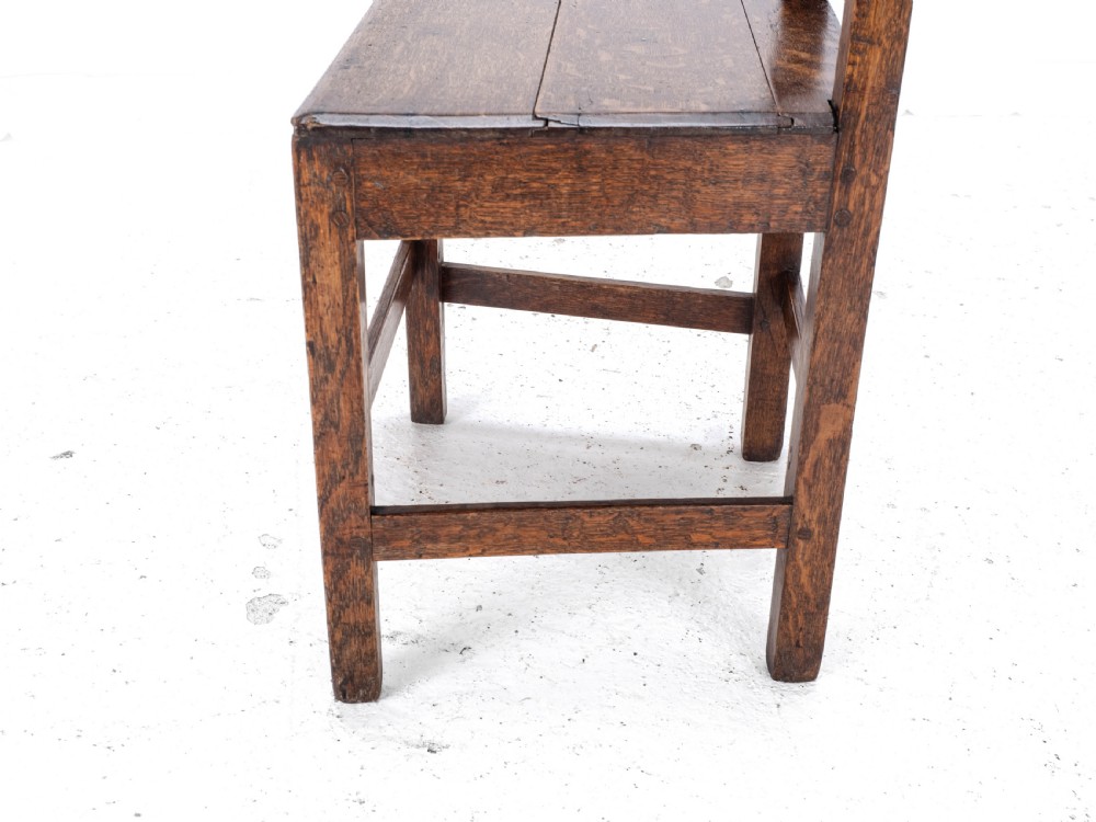 Late C18th Georgian Oak Inlaid Small Country Side Chair (George III) View XI