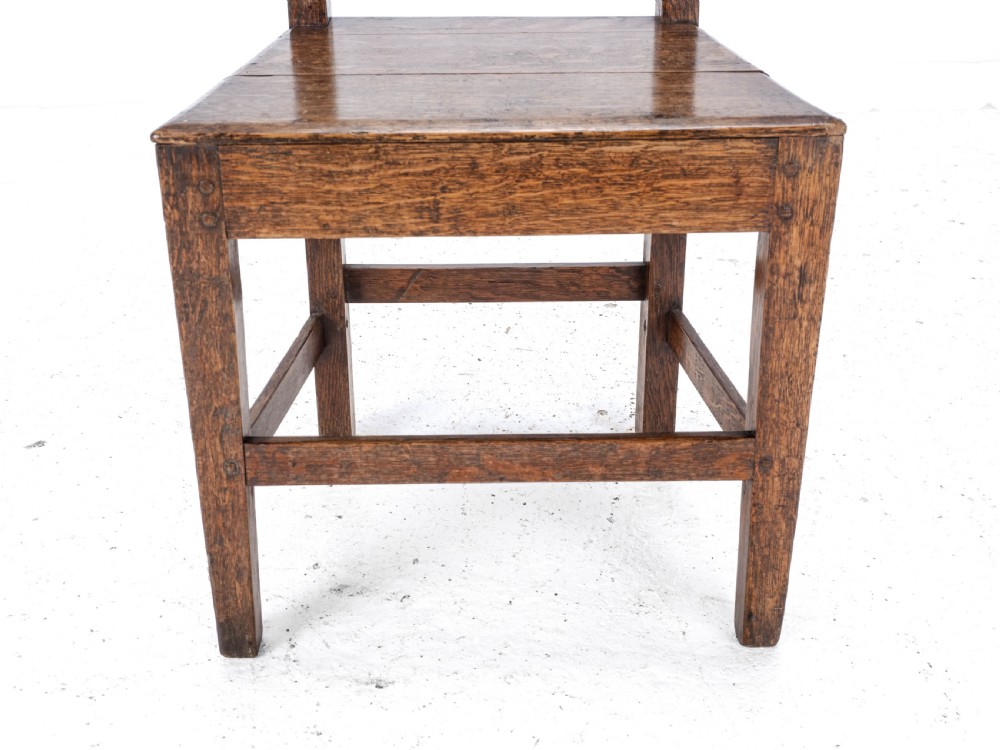Late C18th Georgian Oak Inlaid Small Country Side Chair (George III) View XII
