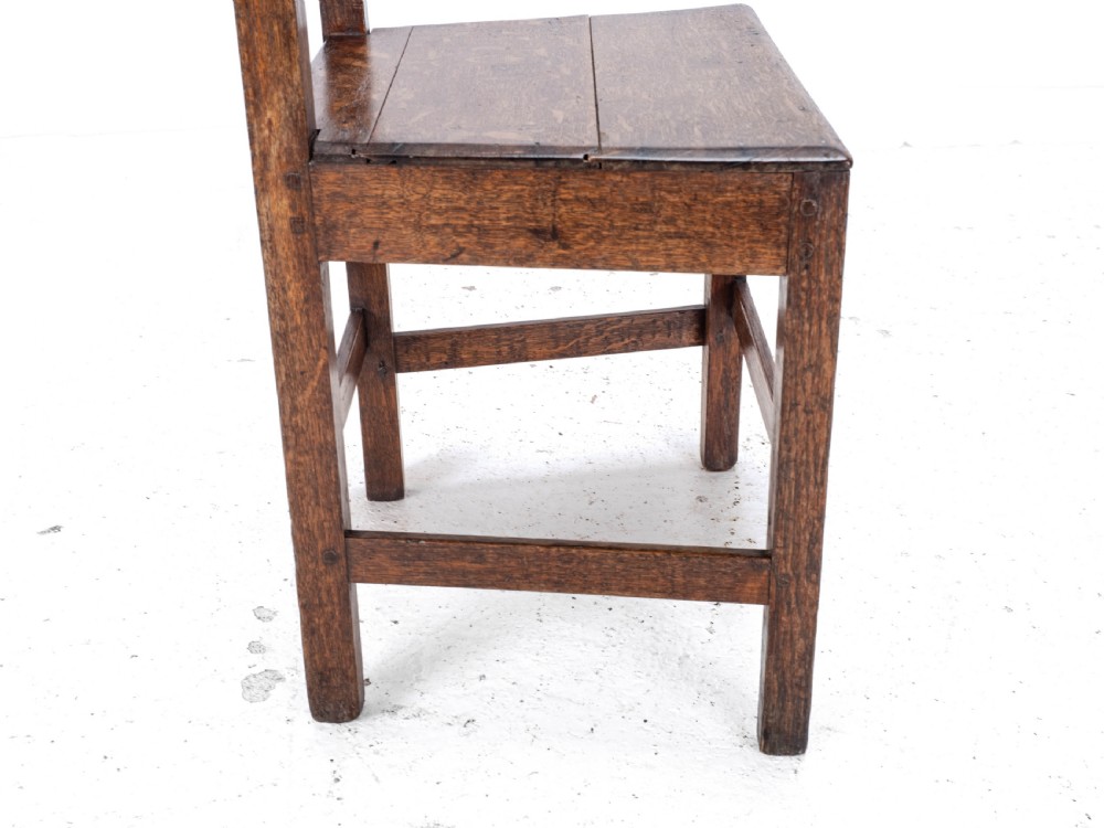 Late C18th Georgian Oak Inlaid Small Country Side Chair (George III) View XIII