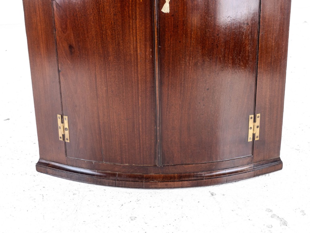 C.18th Georgian Mahogany Inlaid Bow Front Corner Cabinet Wall Mounted (George III) View VII