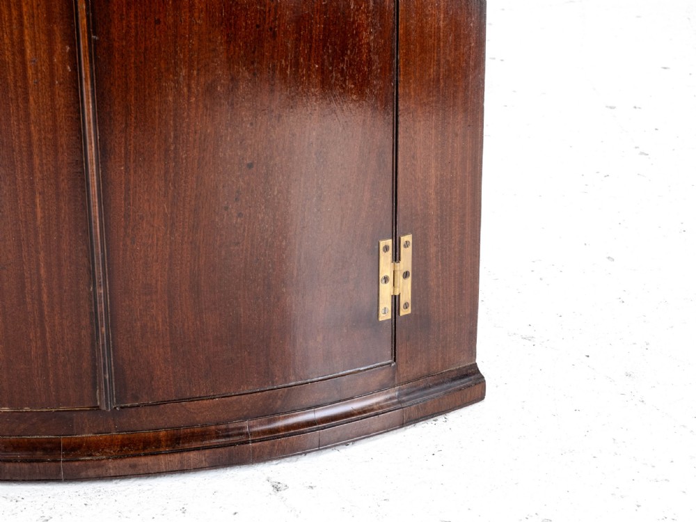 C.18th Georgian Mahogany Inlaid Bow Front Corner Cabinet Wall Mounted (George III) View X