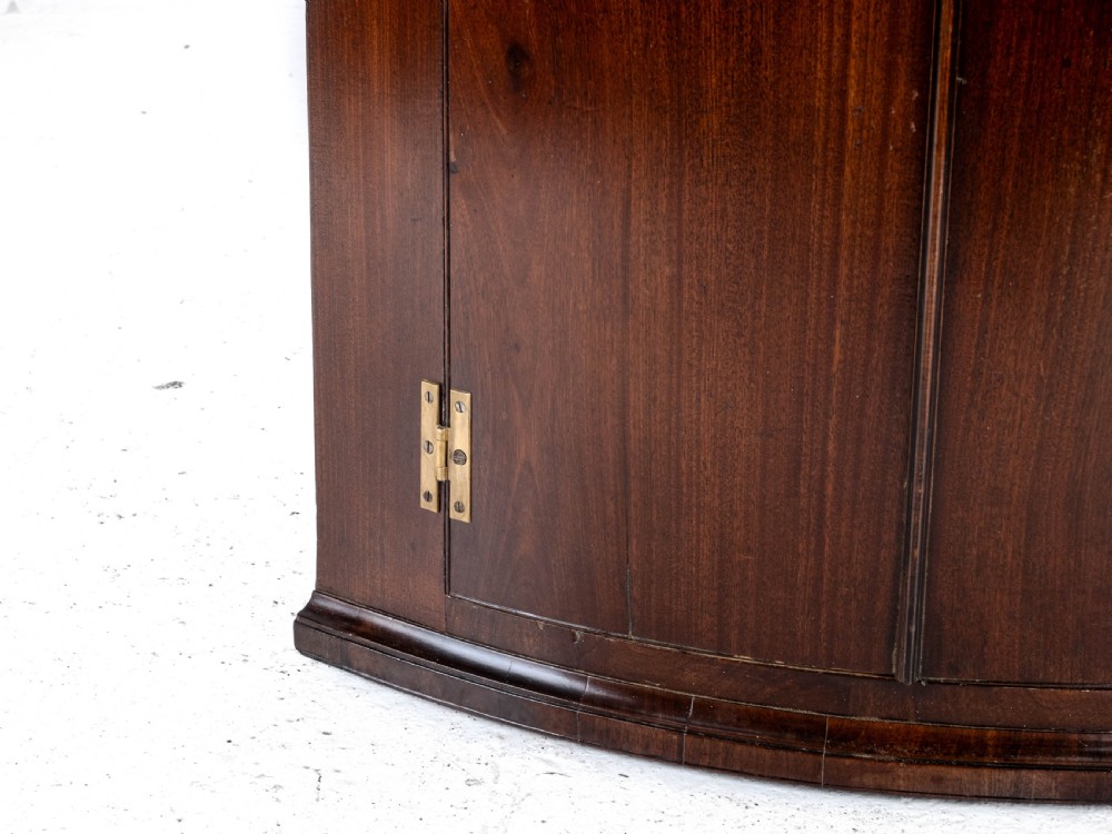C.18th Georgian Mahogany Inlaid Bow Front Corner Cabinet Wall Mounted (George III) View XI