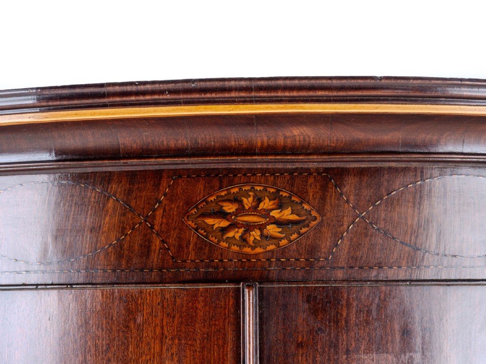 C.18th Georgian Mahogany Inlaid Bow Front Corner Cabinet Wall Mounted (George III) View XIV
