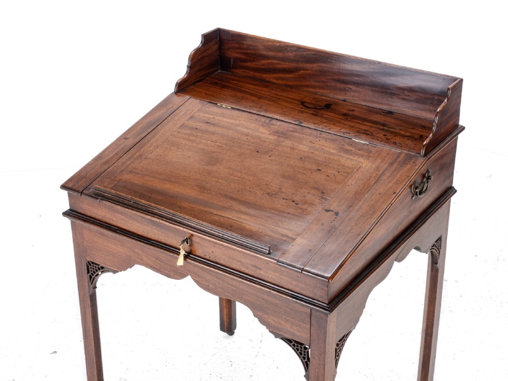 Chippendale Style C.19th Mahogany Clerks Desk Victorian View X