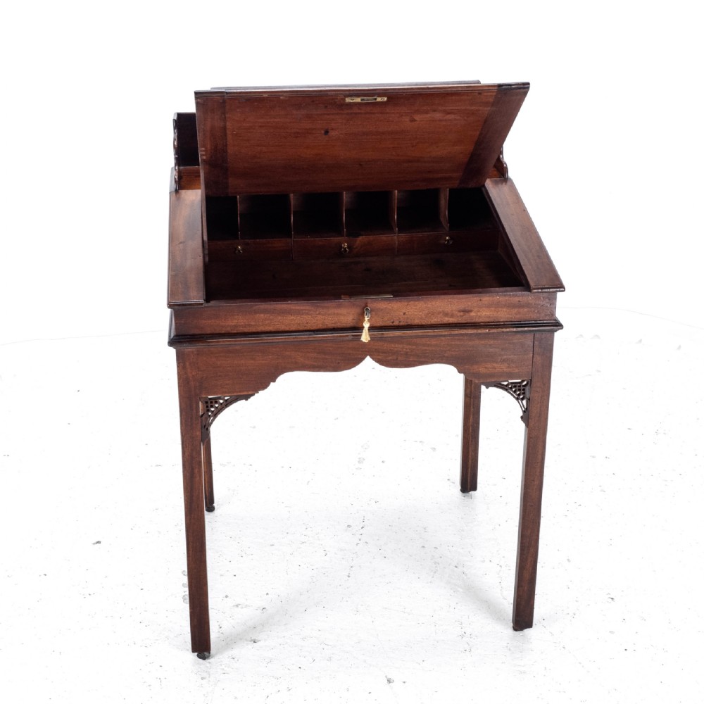 Chippendale Style C.19th Mahogany Clerks Desk Victorian View XIV