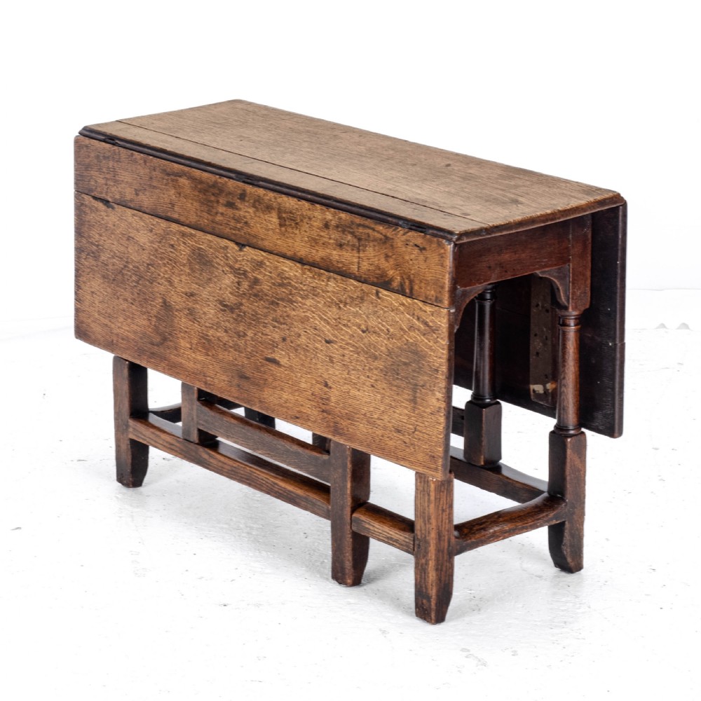 Early C18th Oak Drop Leaf Gateleg Small Country Dining Table View IV