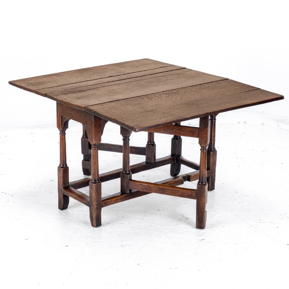 Early C18th Oak Drop Leaf Gateleg Small Country Dining Table View VII