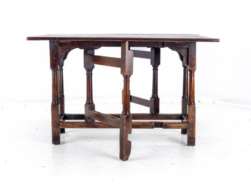 Early C18th Oak Drop Leaf Gateleg Small Country Dining Table View XIII