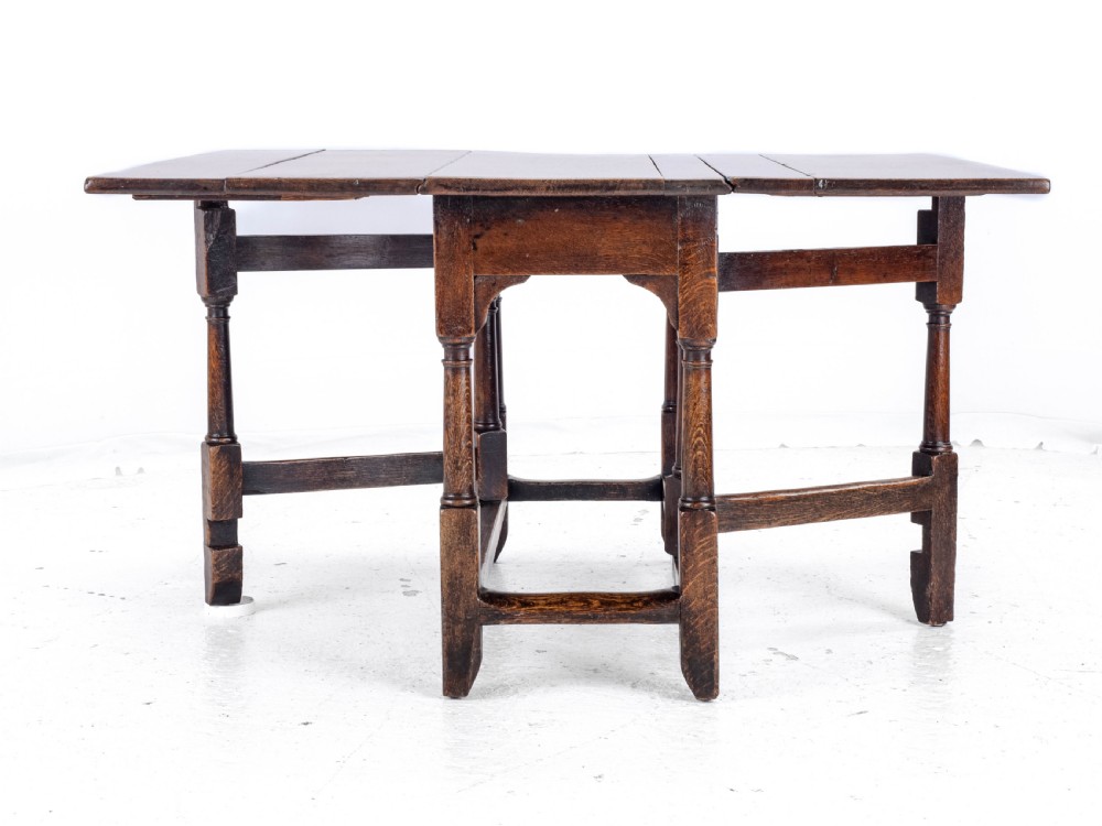 Early C18th Oak Drop Leaf Gateleg Small Country Dining Table View XIV