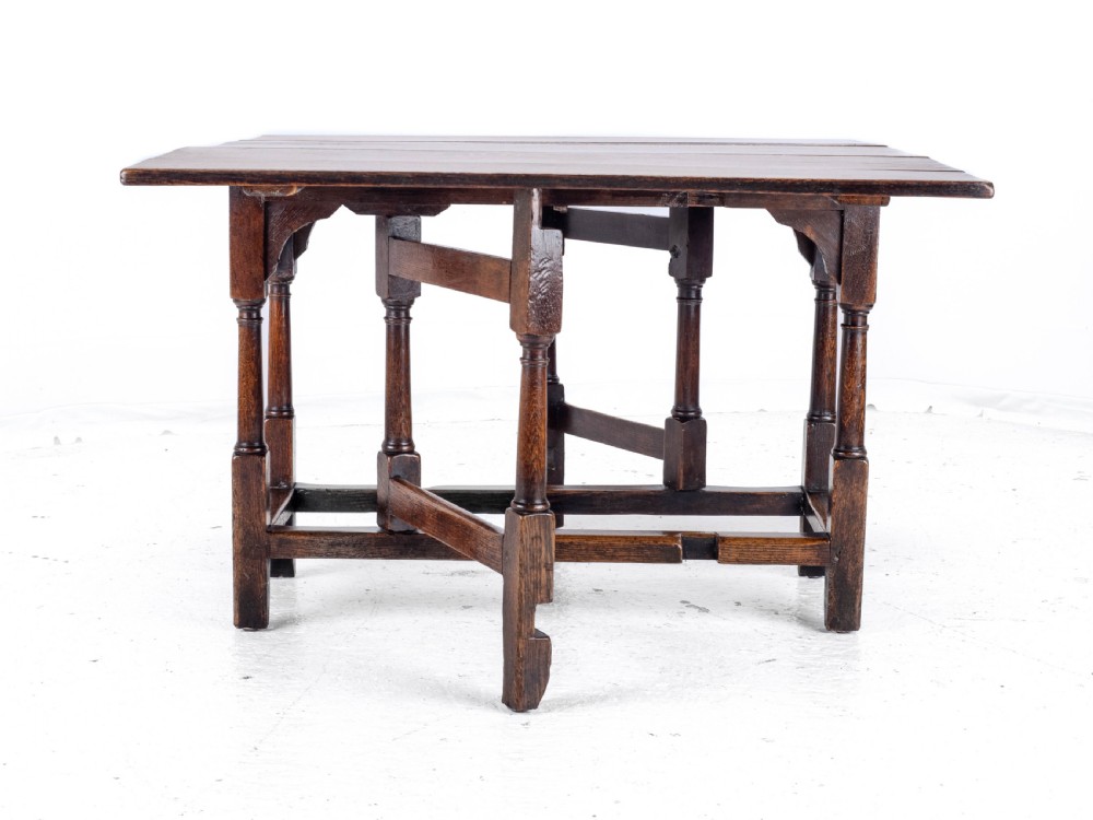 Early C18th Oak Drop Leaf Gateleg Small Country Dining Table View XV