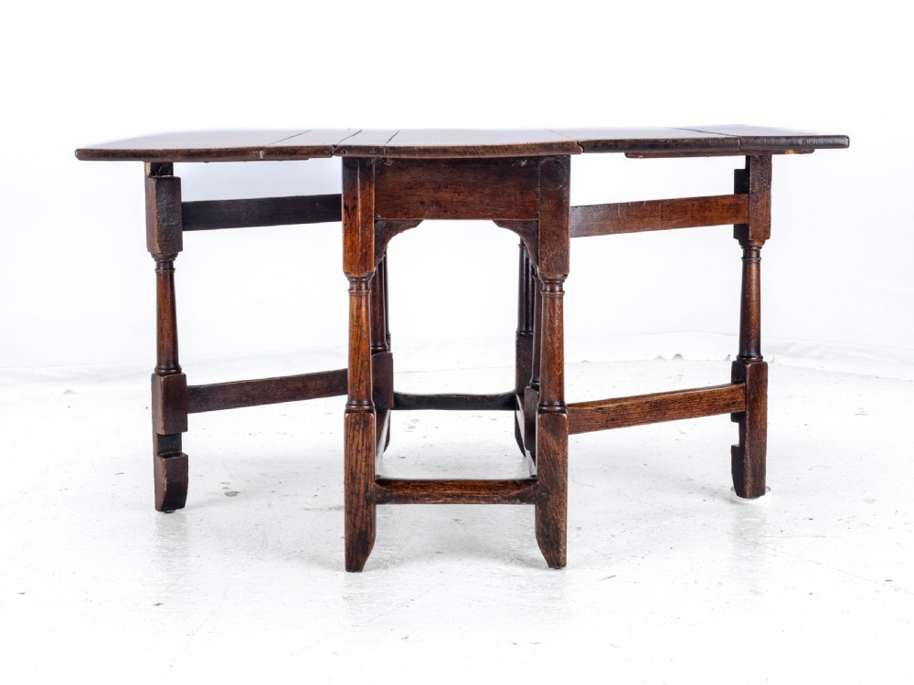 Early C18th Oak Drop Leaf Gateleg Small Country Dining Table View XVI