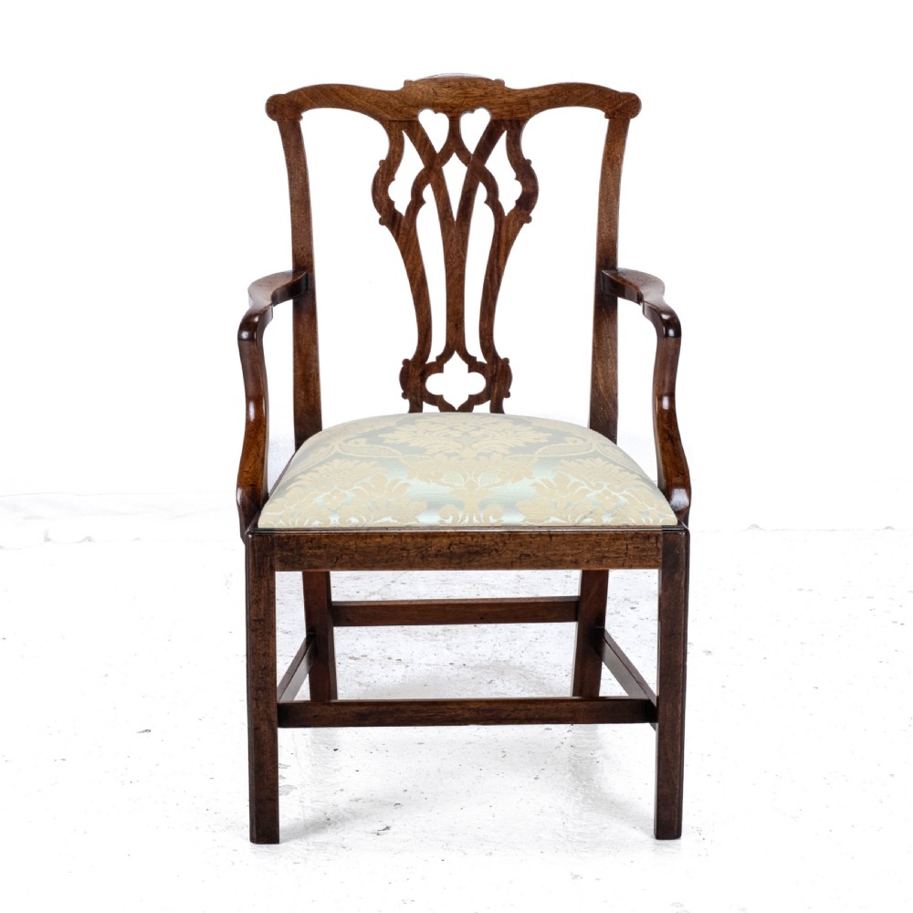 Late c.18th Chippendale Mahogany Carver Armchair (Georgian George III Upholstered) View III
