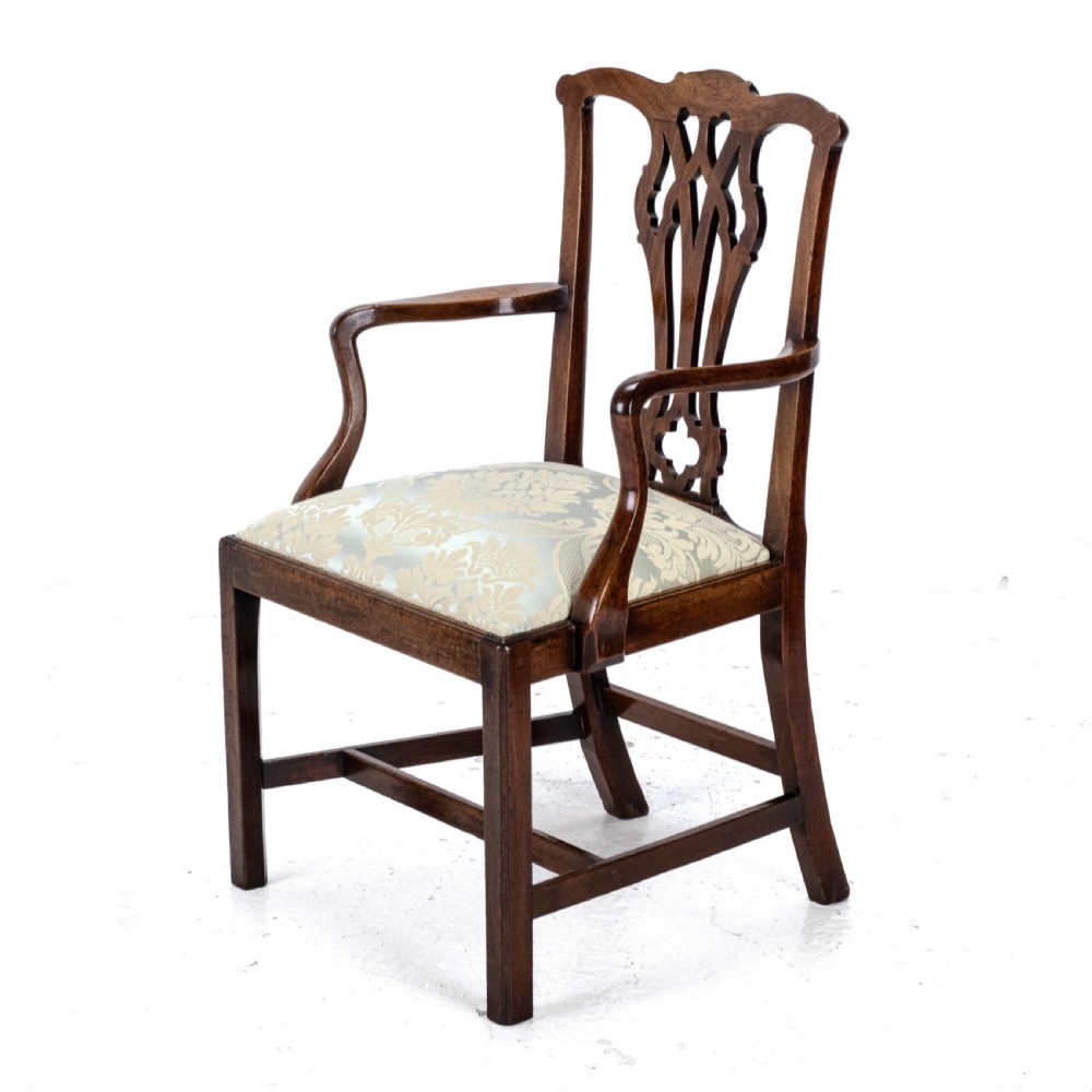 Late c.18th Chippendale Mahogany Carver Armchair (Georgian George III Upholstered) View IV
