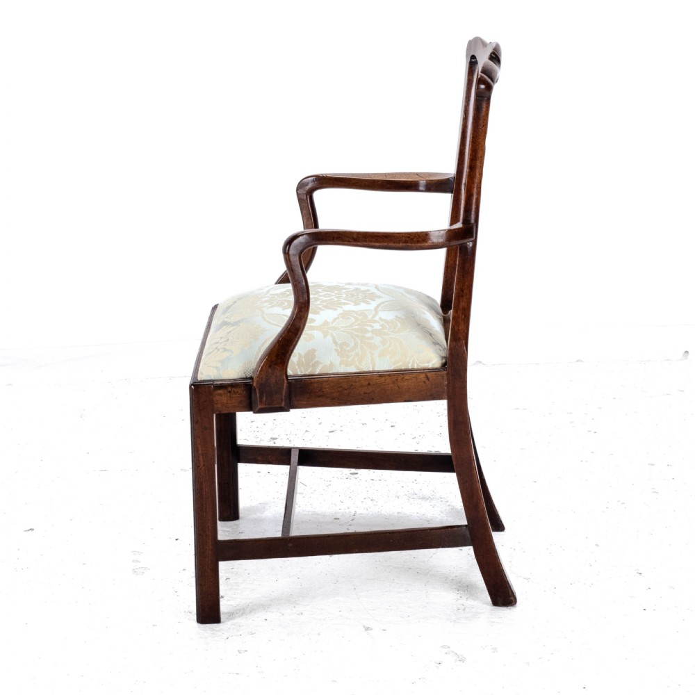 Late c.18th Chippendale Mahogany Carver Armchair (Georgian George III Upholstered) View V