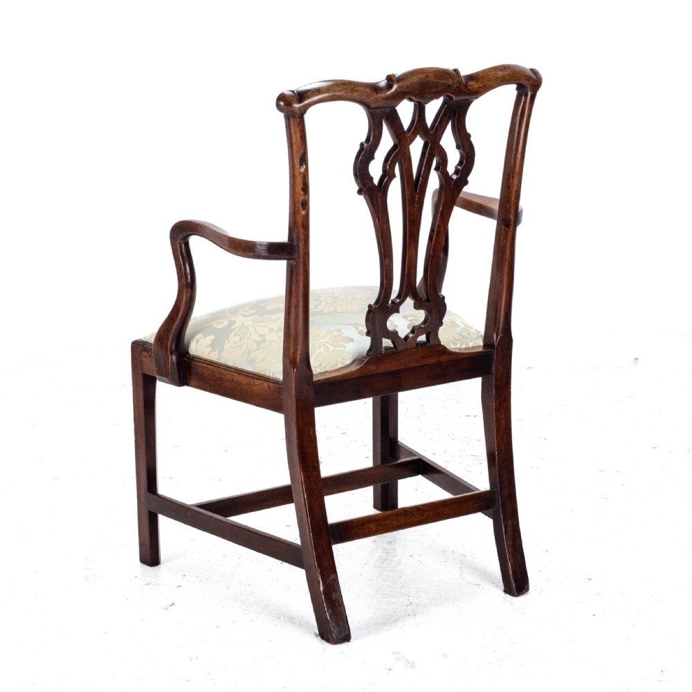Late c.18th Chippendale Mahogany Carver Armchair (Georgian George III Upholstered) View VII