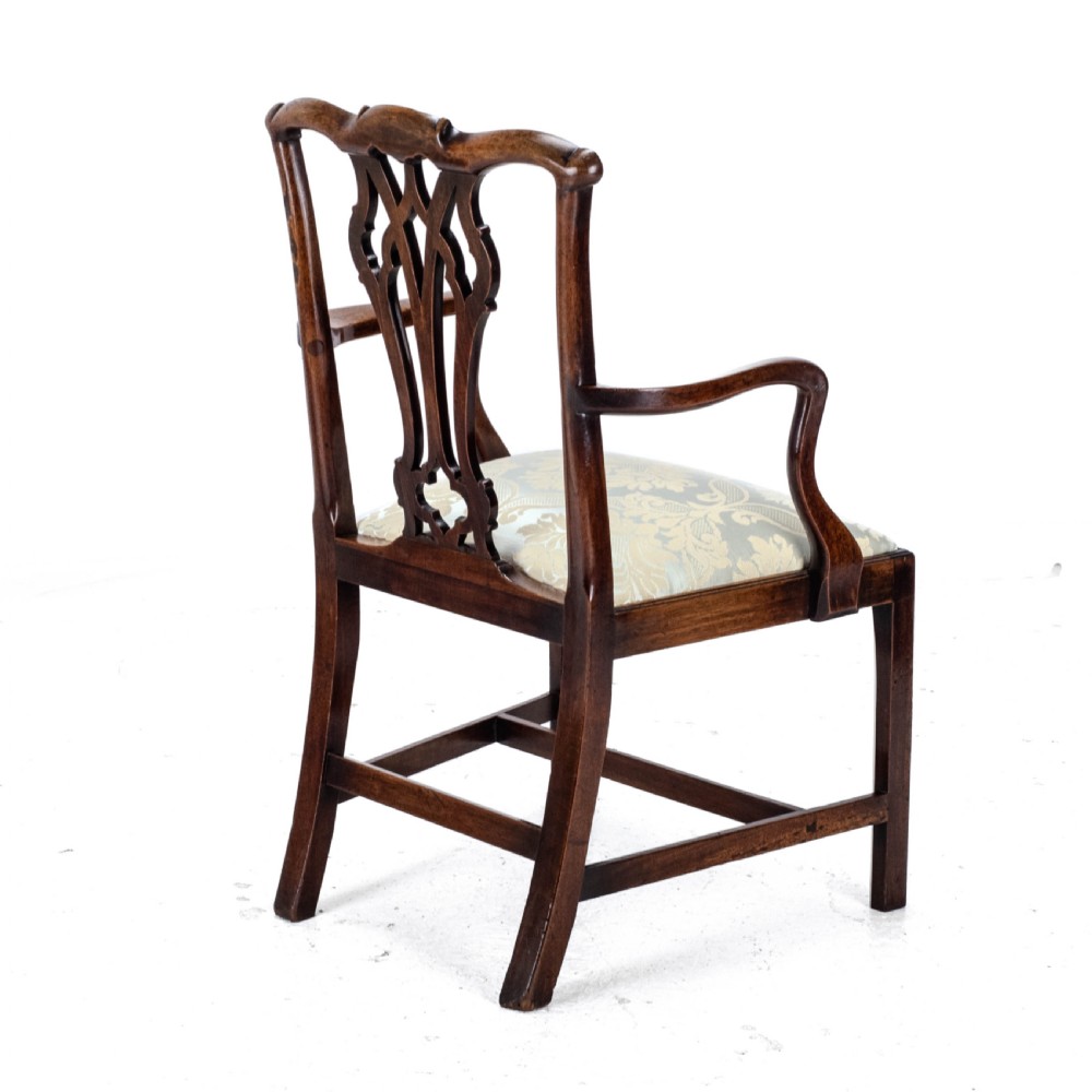 Late c.18th Chippendale Mahogany Carver Armchair (Georgian George III Upholstered) View VIII