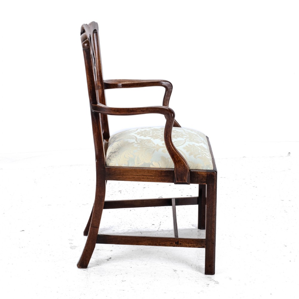 Late c.18th Chippendale Mahogany Carver Armchair (Georgian George III Upholstered) View IX