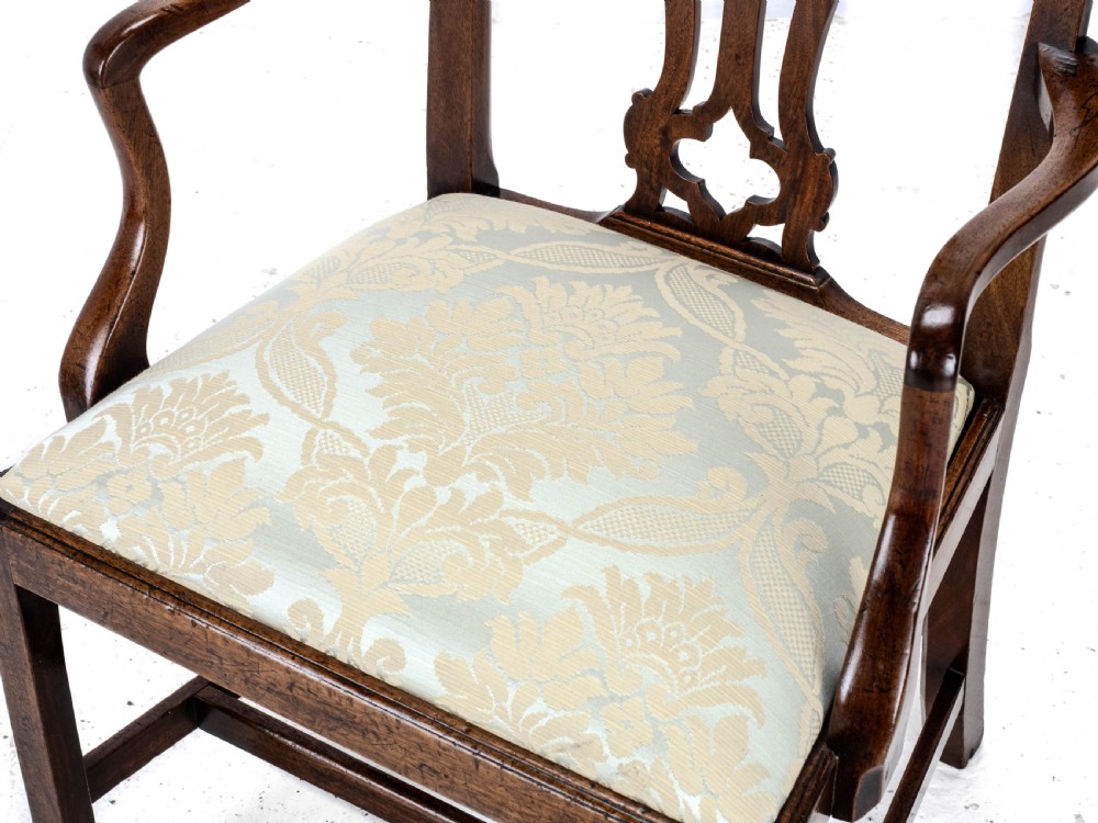Late c.18th Chippendale Mahogany Carver Armchair (Georgian George III Upholstered) View X