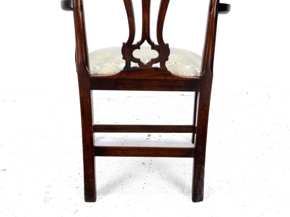 Late c.18th Chippendale Mahogany Carver Armchair (Georgian George III Upholstered) View XV