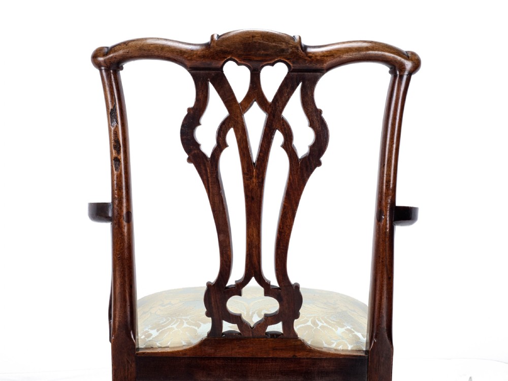 Late c.18th Chippendale Mahogany Carver Armchair (Georgian George III Upholstered) View XVI