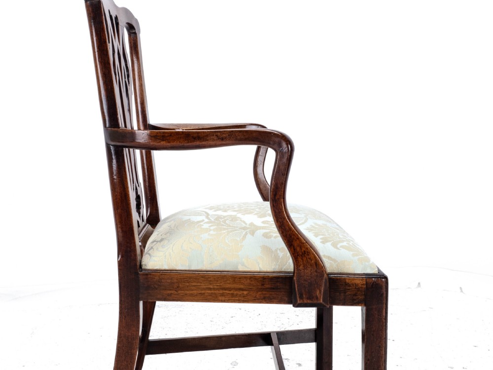Late c.18th Chippendale Mahogany Carver Armchair (Georgian George III Upholstered) View XVII