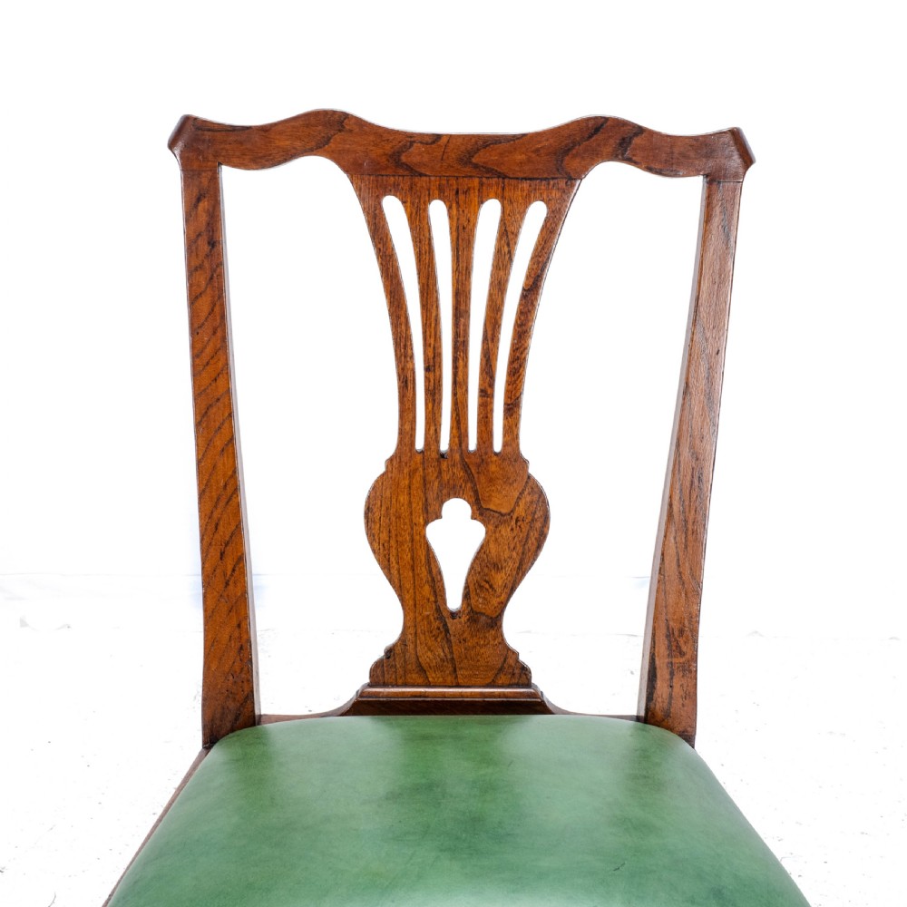 Late c.18th Pair of Chippendale Country Elm & Leather Dining Side Chairs Georgian George III View XIV