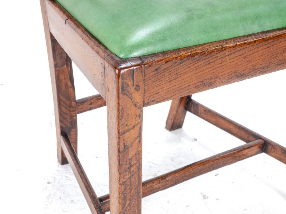 Late c.18th Pair of Chippendale Country Elm & Leather Dining Side Chairs Georgian George III View XXVII