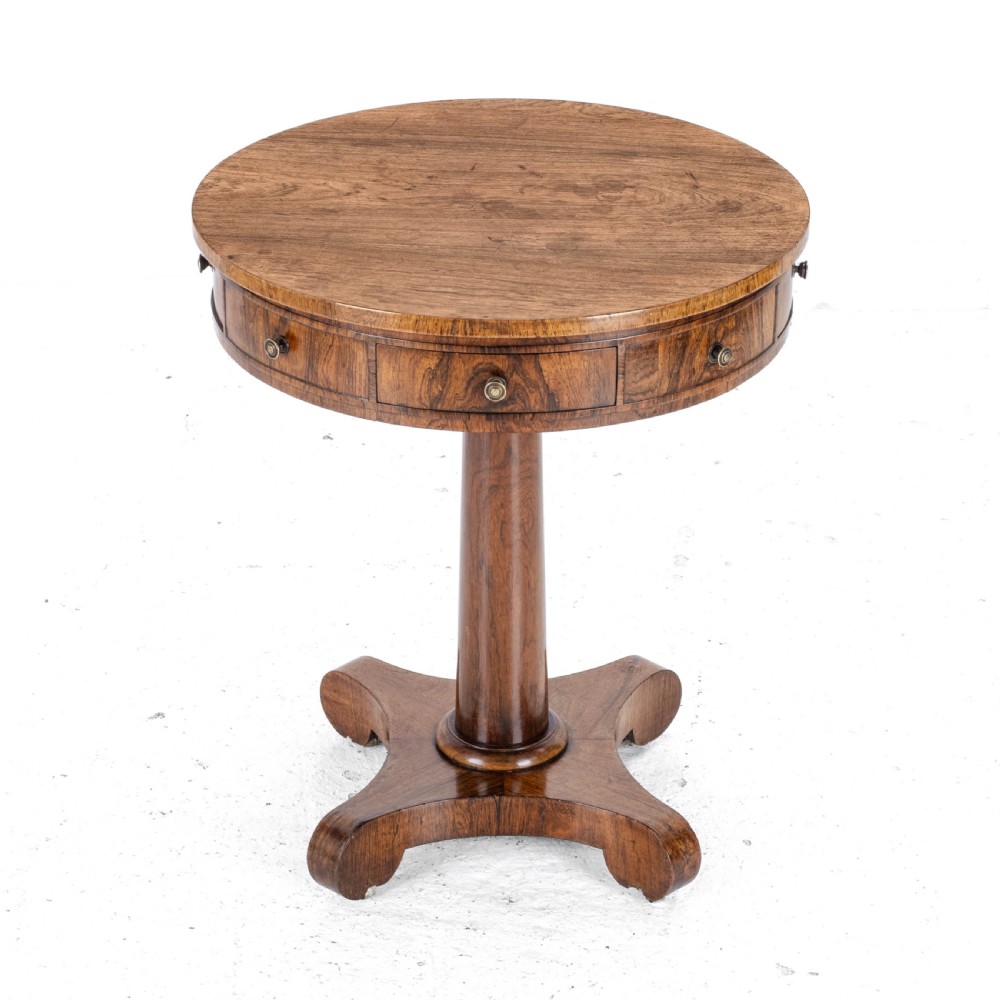 Regency Rosewood Small Drum Table C1825 (Georgian William IV Side Center) View II
