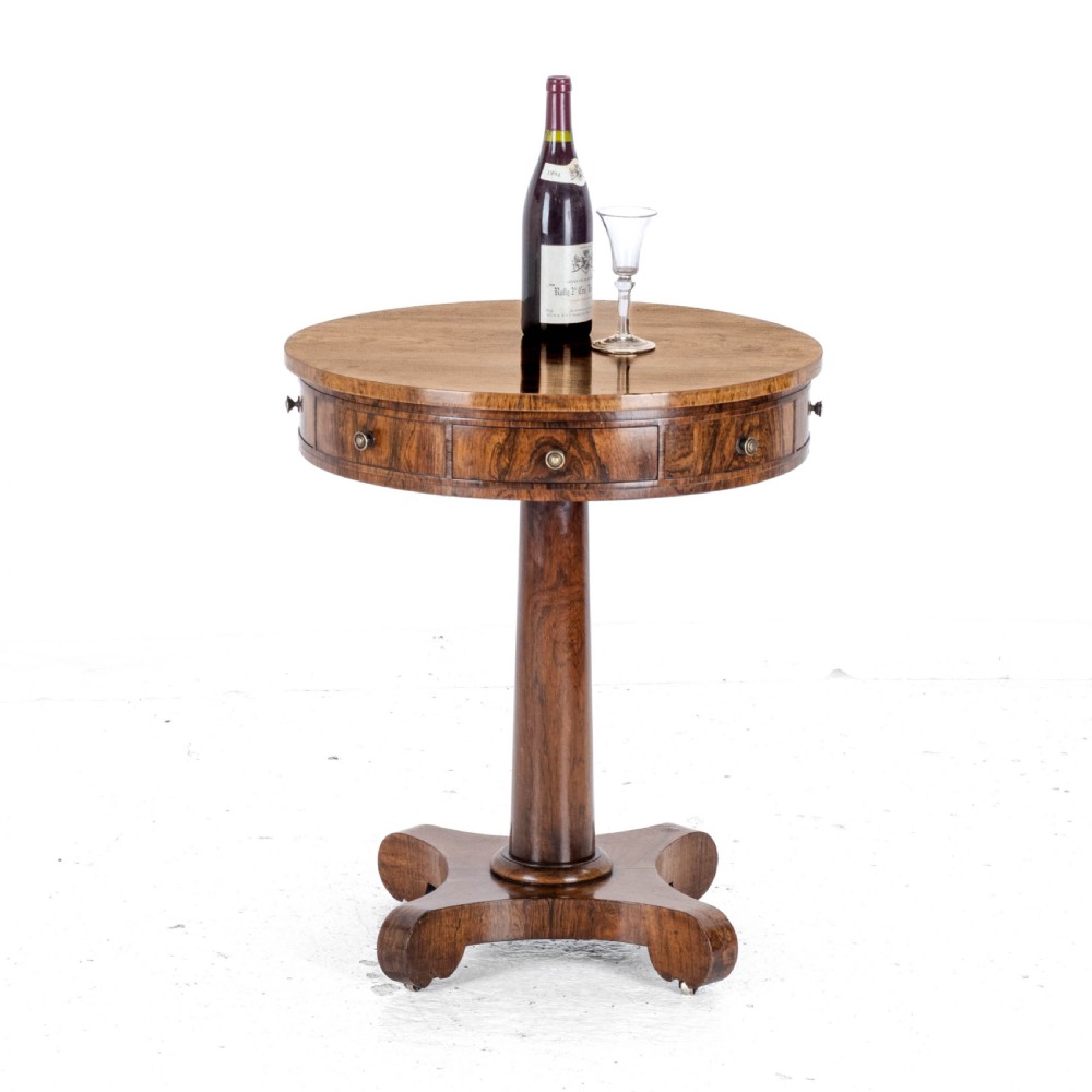 Regency Rosewood Small Drum Table C1825 (Georgian William IV Side Center) View III