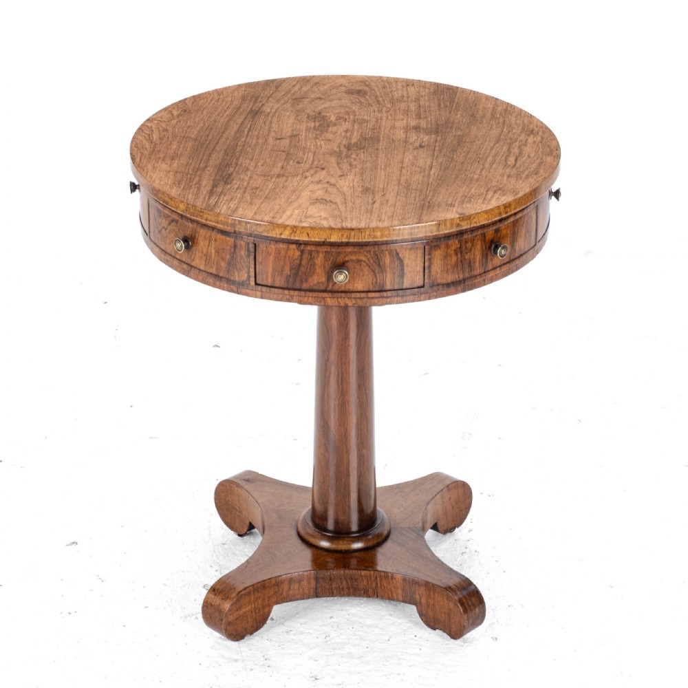 Regency Rosewood Small Drum Table C1825 (Georgian William IV Side Center) View VIII