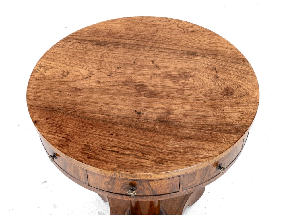 Regency Rosewood Small Drum Table C1825 (Georgian William IV Side Center) View IX