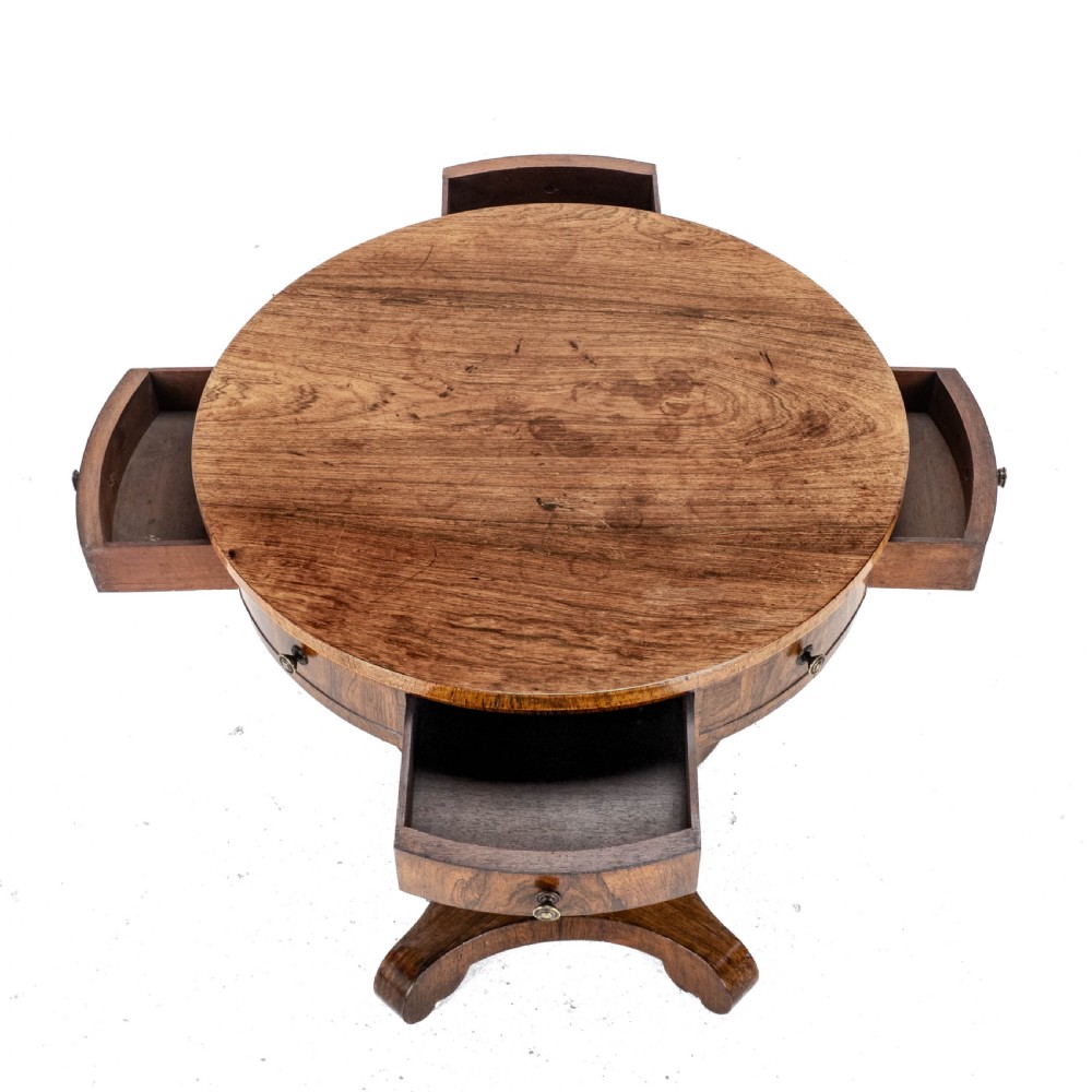 Regency Rosewood Small Drum Table C1825 (Georgian William IV Side Center) View X
