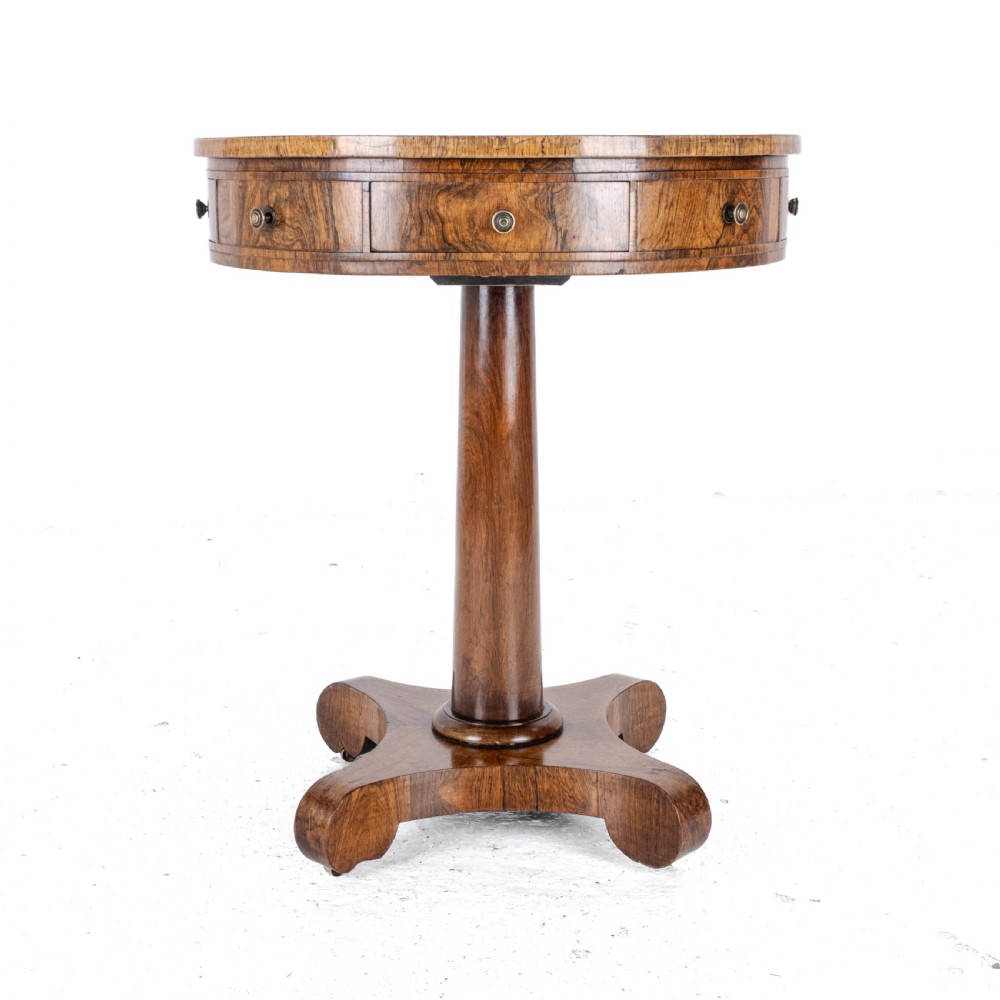 Regency Rosewood Small Drum Table C1825 (Georgian William IV Side Center) View XII