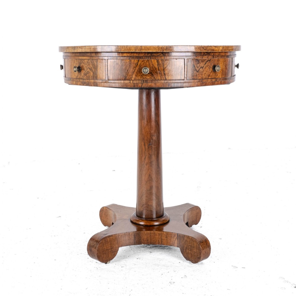 Regency Rosewood Small Drum Table C1825 (Georgian William IV Side Center) View XIII