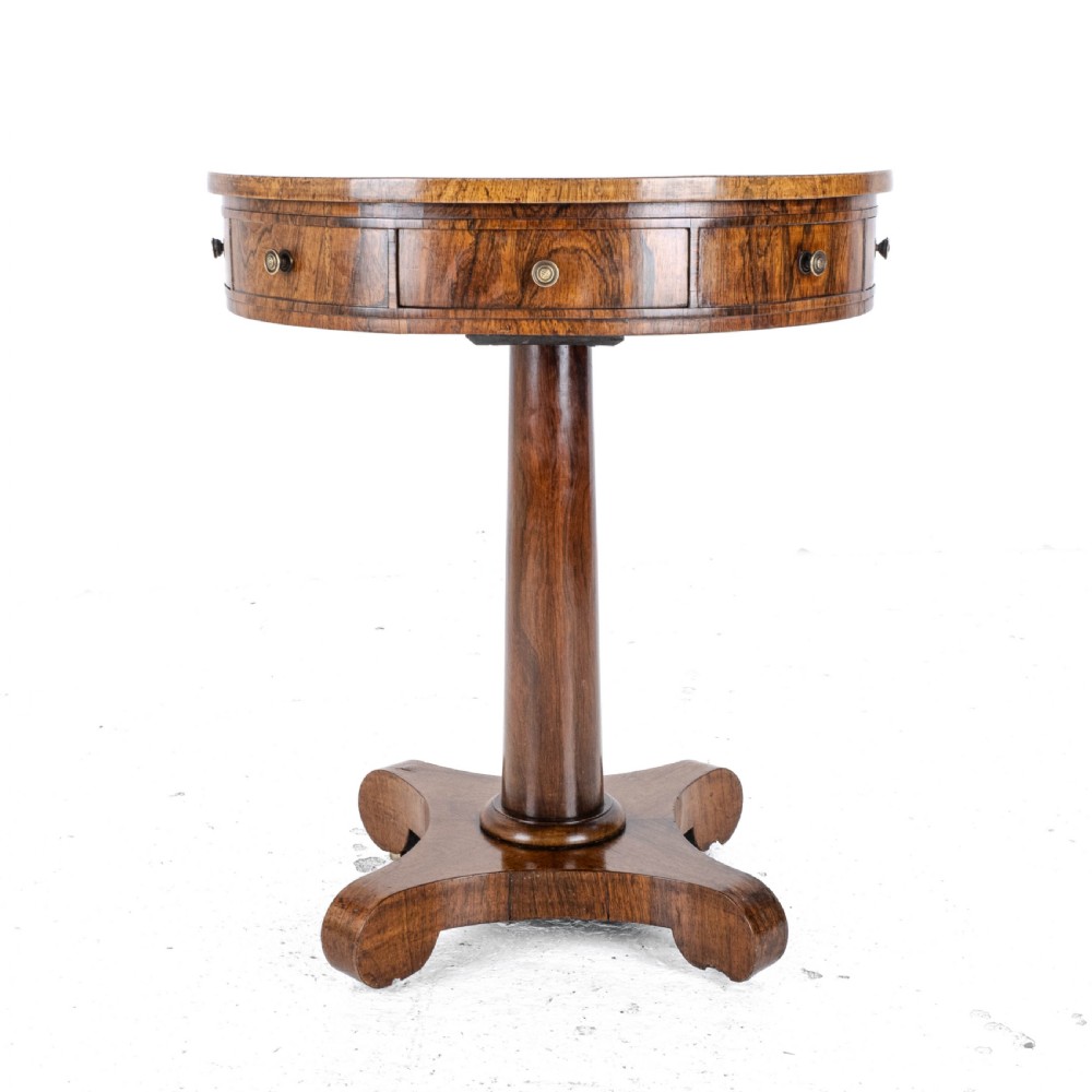 Regency Rosewood Small Drum Table C1825 (Georgian William IV Side Center) View XIV