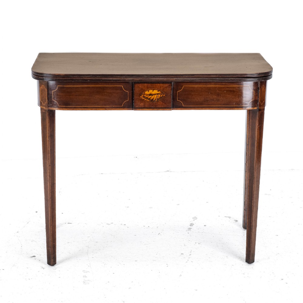 Georgian Mahogany Inlaid Console Fold Over Tea Table Early C19th George III