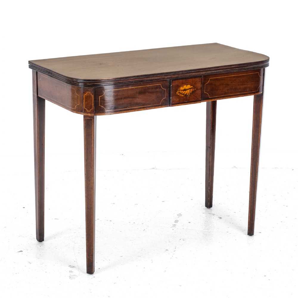 Georgian Mahogany Inlaid Console Fold Over Tea Table Early C19th George III View II