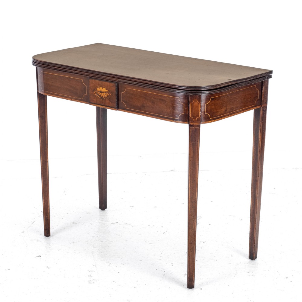 Georgian Mahogany Inlaid Console Fold Over Tea Table Early C19th George III View III